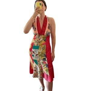 1990S Laundry By Shelli Segal Mixed Pinks Silk Dress